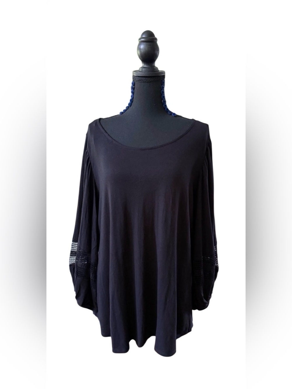 a.n.a Black Scoop Neck Long Mid Sleeve Tunic
